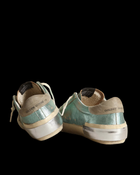 Women's Super-Star in mint green laminated leather with gray star