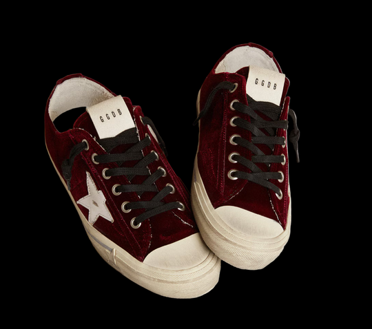 Women's V-Star LTD in burgundy velvet with white leather star