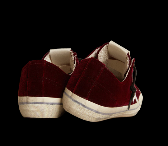 Women's V-Star LTD in burgundy velvet with white leather star