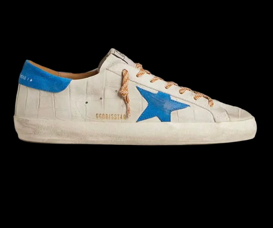 Men's super-Star in ice-coloured suede with blue star and heel tab