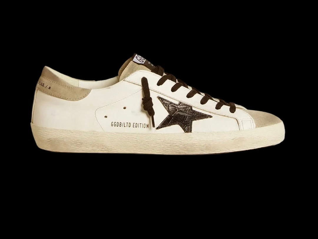 Men's Super-Star LTD with black croc-print leather star and suede inserts