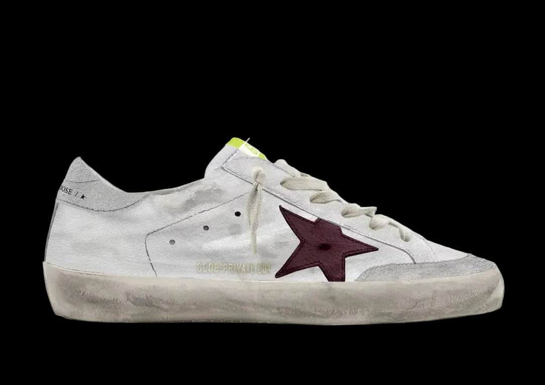 Men's Super-Star in white nappa leather with red suede star
