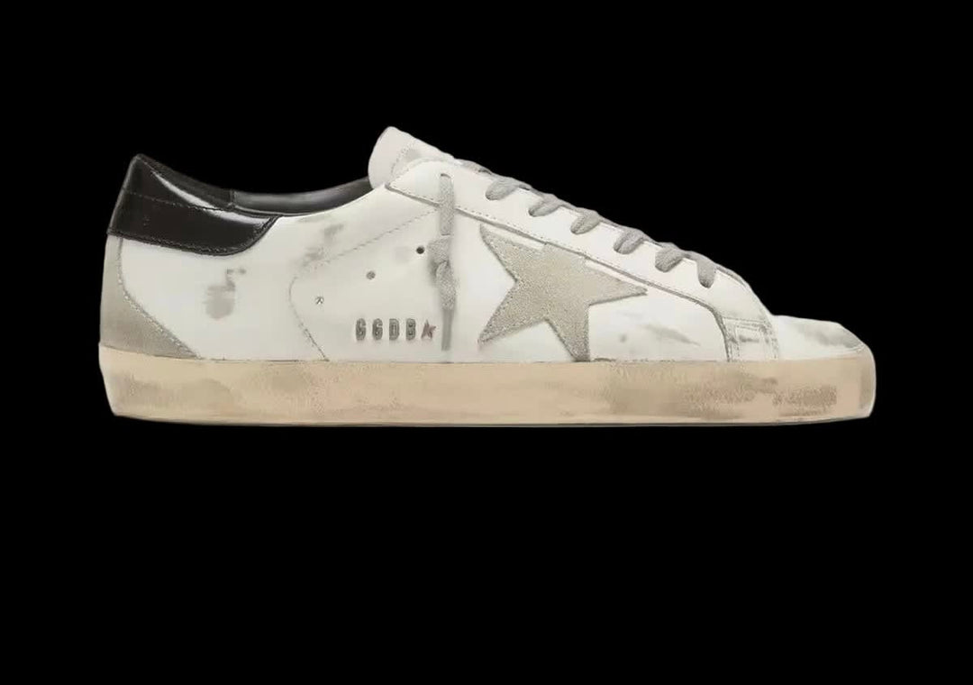 Men's Super-Star with black heel tab and metal stud lettering