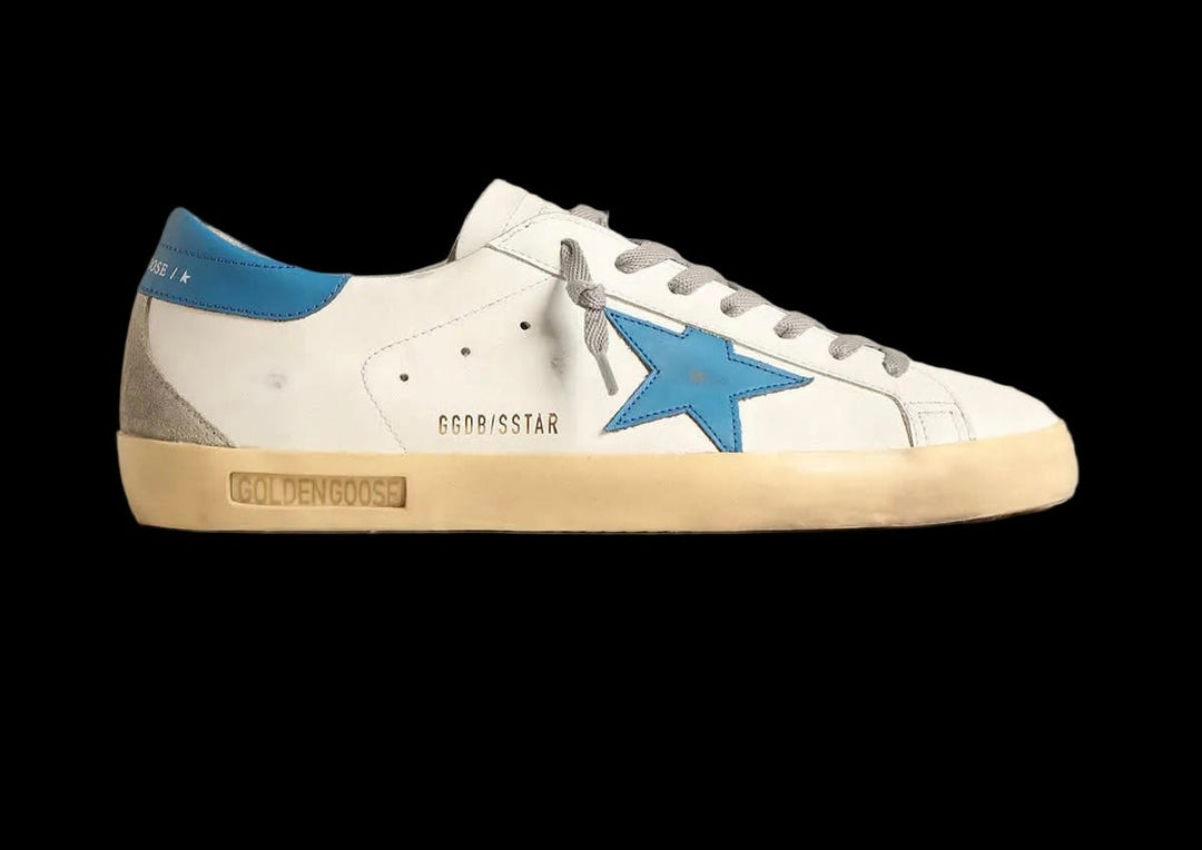 Super-Star in nappa with light blue leather star and heel tab