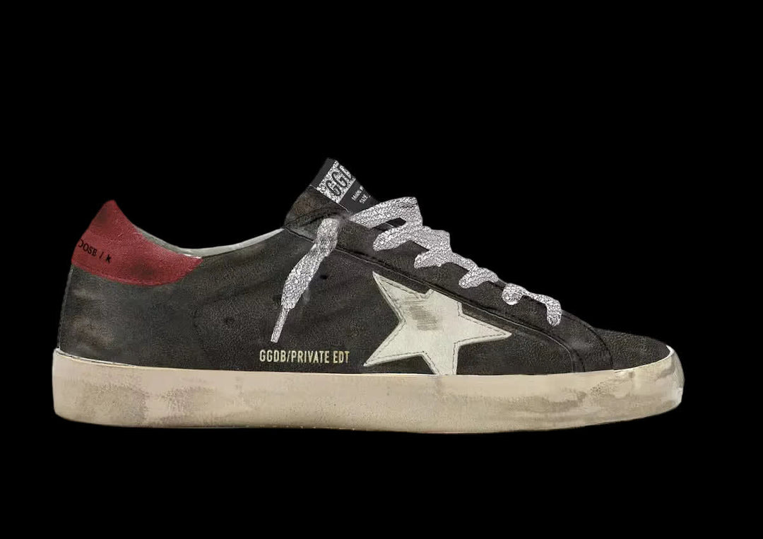 Super-Star Man leather upper and toe nabuk star suede and heel
