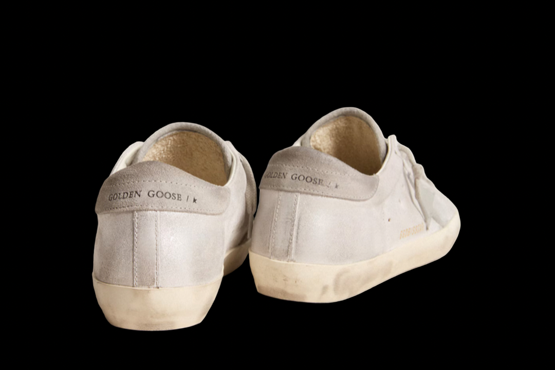 Super-Star sneakers in gray-white glitter-effect leather with leather star