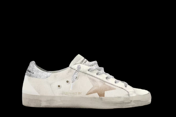 Women's Super-Star in canvas with beige star and silver heel tab