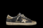 Women's Super-star Private EDT in black leather with leopard laces and gold heel tab