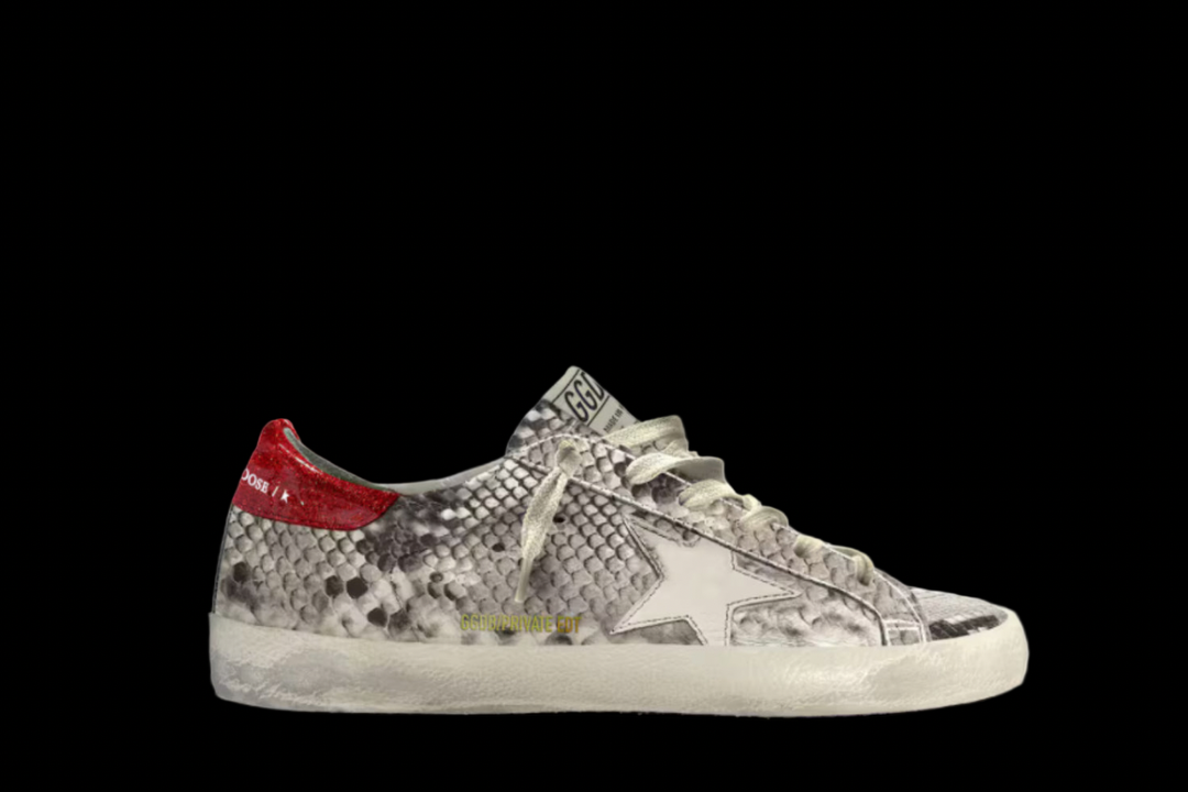 Women's Super-Star with snake print and red heel tab