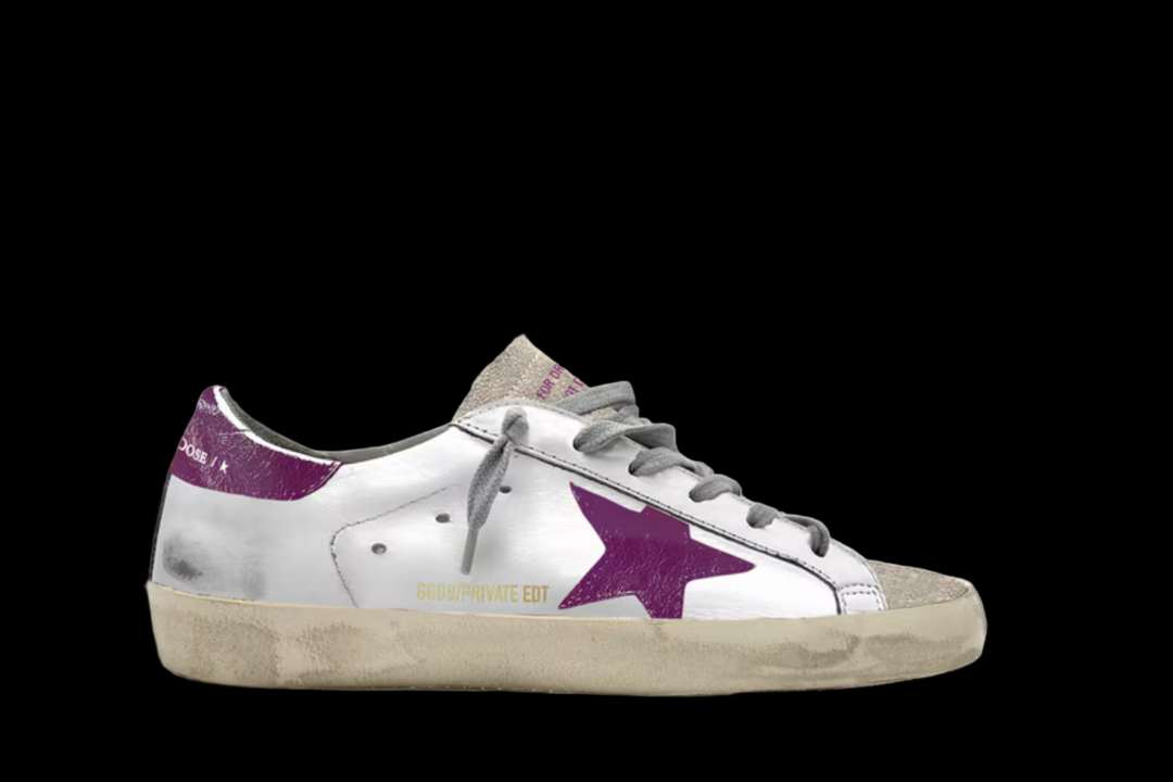 Super-star white leather, magenta star and back