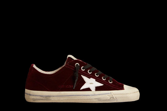Women's V-Star LTD in burgundy velvet with white leather star