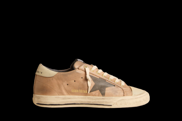 Men's Super-Star in beige nubuck with black printed star and leather heel tab