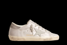 Super-Star sneakers in gray-white glitter-effect leather with leather star