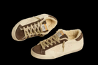 Women's Super Star in beige leather with brown suede toe and shearling lining
