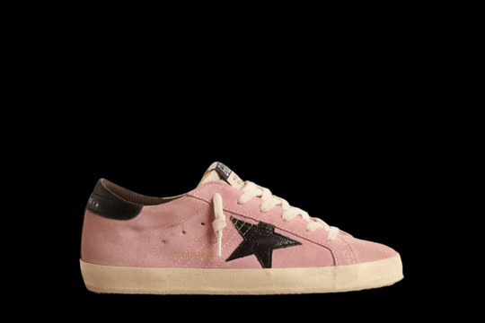 Women’s Super-Star LTD in pink suede with laminated crackle nappa star