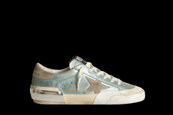 Women's Super-Star in mint green laminated leather with gray star
