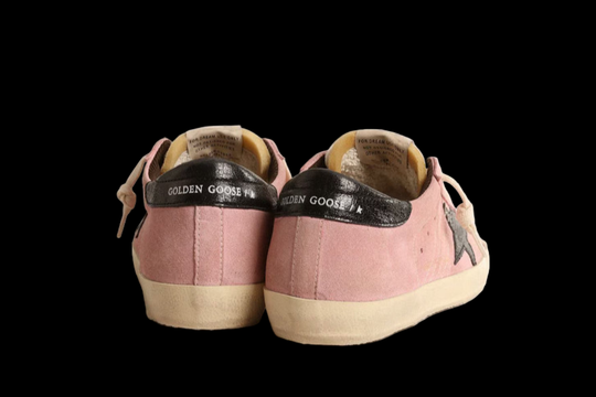 Women’s Super-Star LTD in pink suede with laminated crackle nappa star