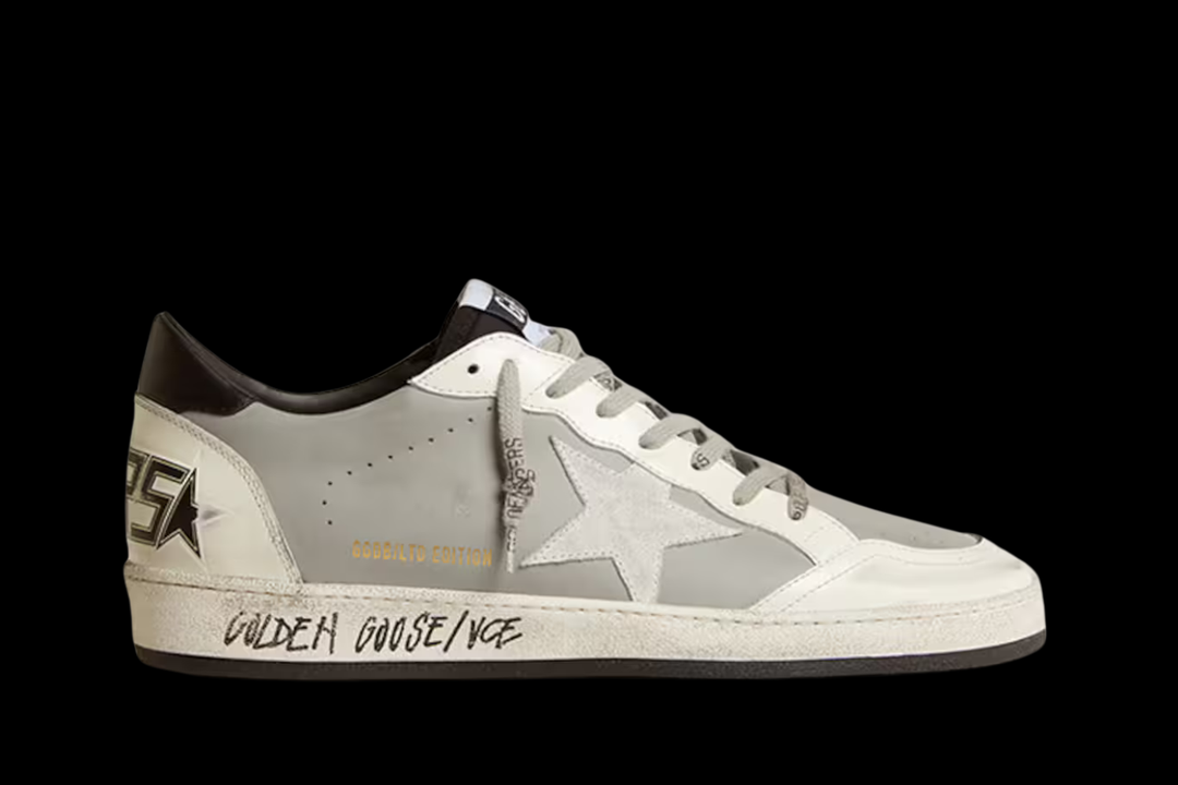 Men's Ball Star in white and grey leather with black heel tab