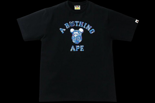 BAPE x Medicom Toy Bearbrick Camo Bear College Tee Black